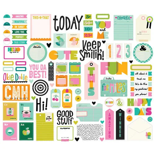 Simple Stories - Color Me Happy Collection - Ephemera - Journal Bits And Pieces