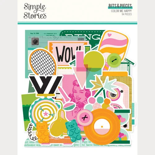 Simple Stories - Color Me Happy Collection - Ephemera - Bits And Pieces