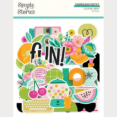 Simple Stories - Color Me Happy Collection - Chipboard Pieces